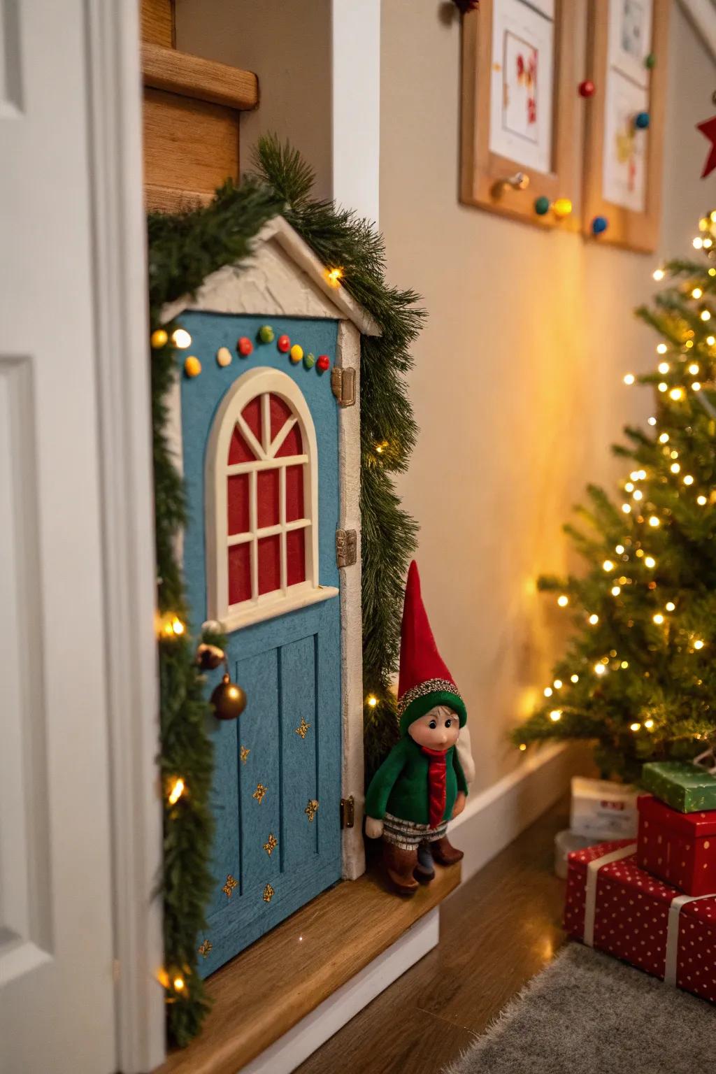 A magical tiny door extends a warm welcome to the sprite back home.