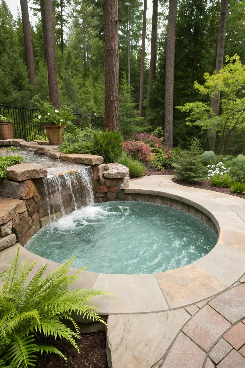 Add a waterfall feature for a touch of calm and sound.