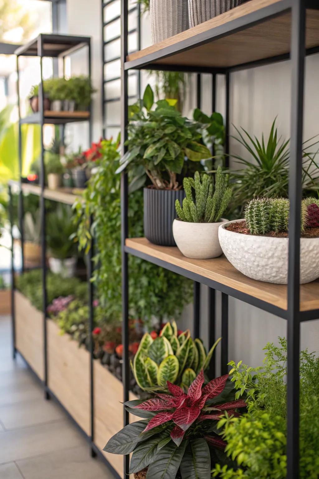 Redesign your shelves into a lively plant display.
