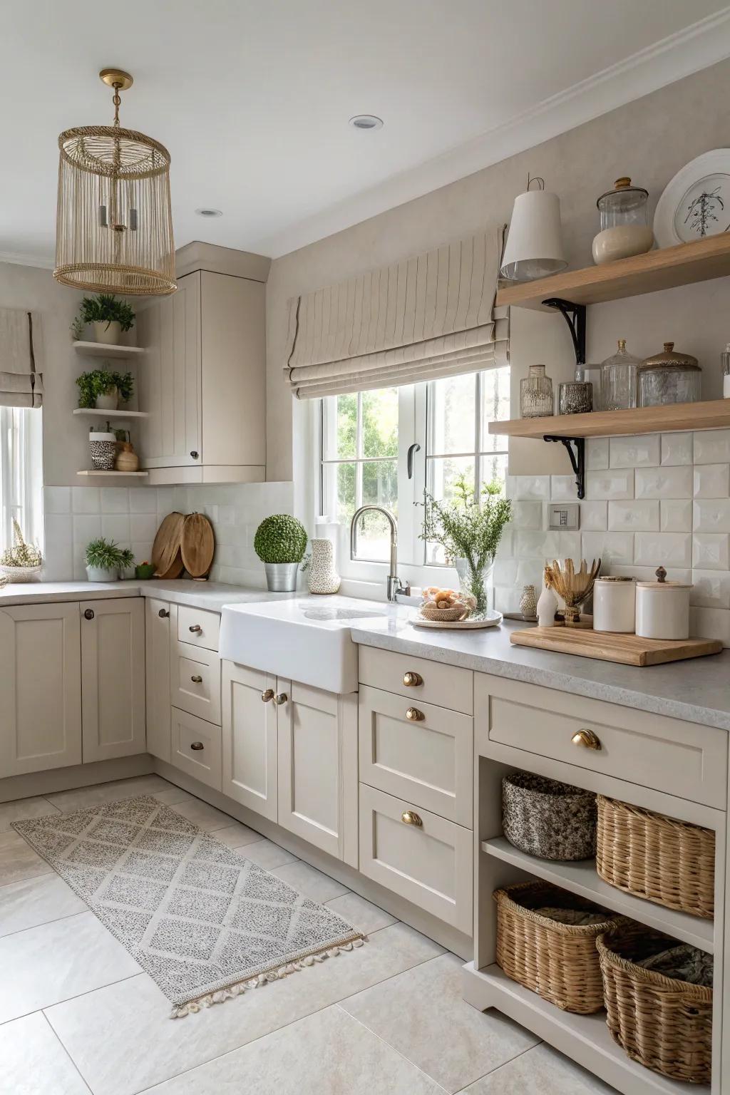 Understated tones establish a soothing scene.