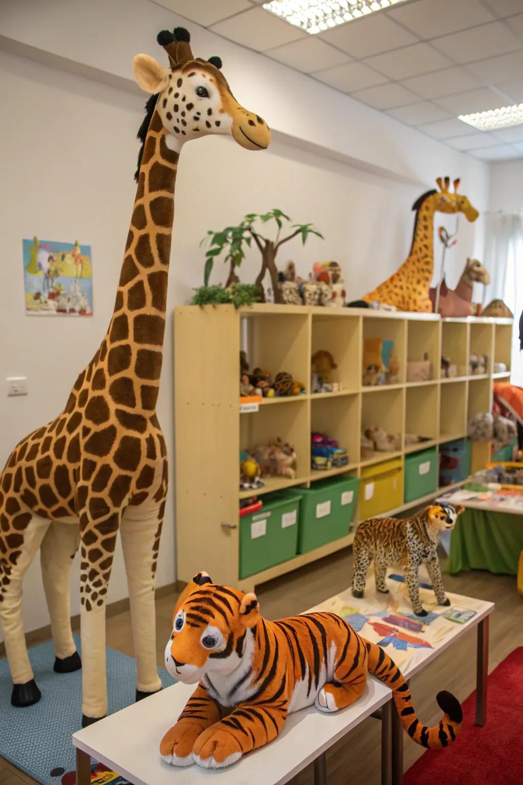 Creature accents contribute a fun and exotic touch to your jungle space.