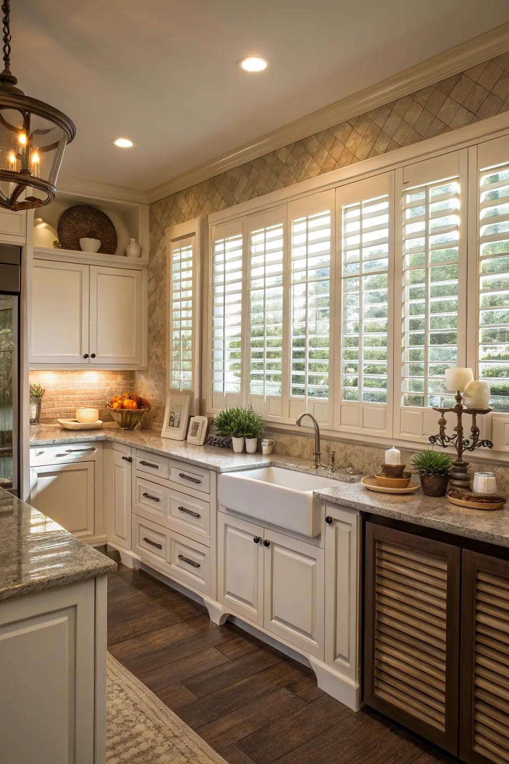 Elegant farmhouse style panels in a cozy kitchen