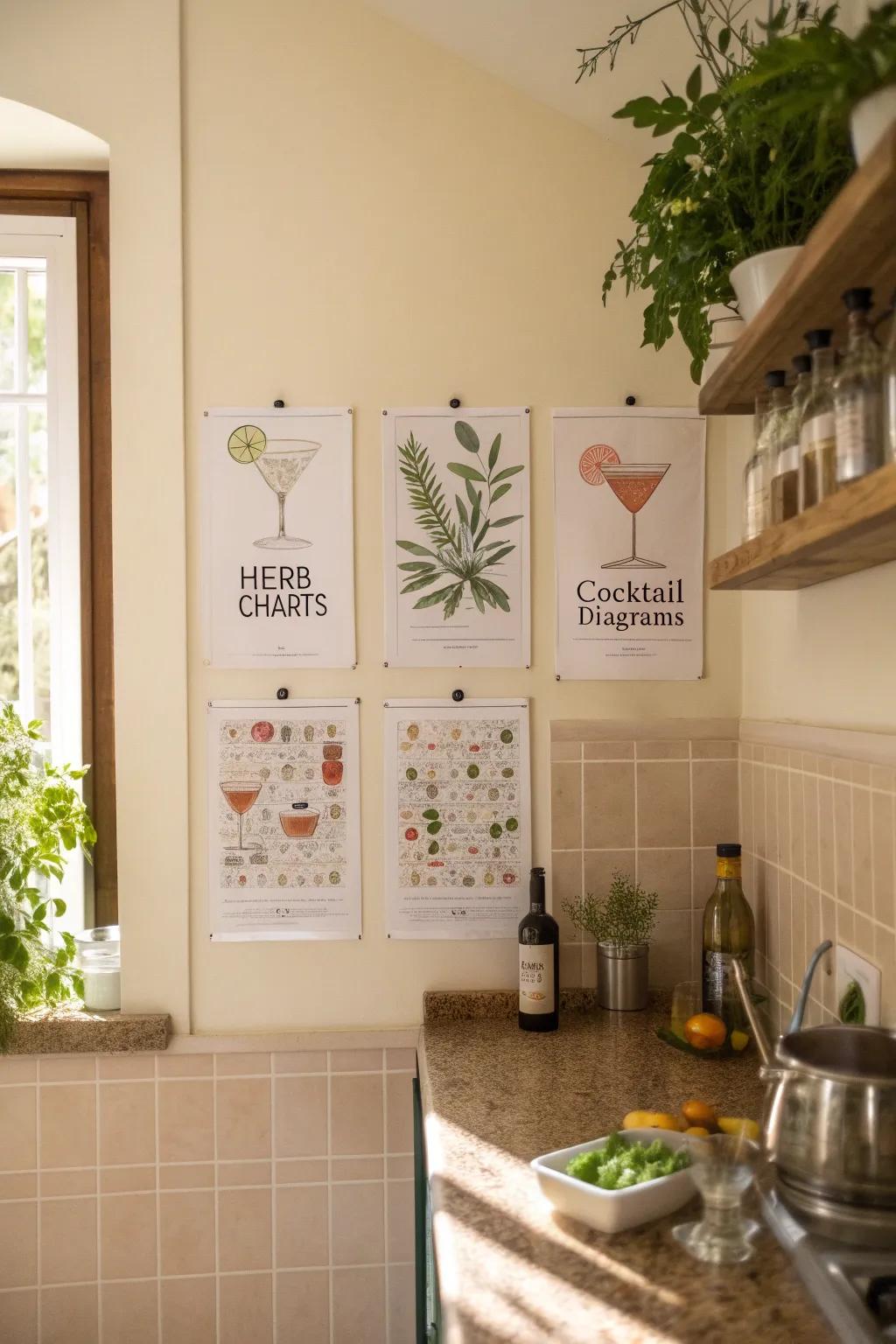 Enlightening kitchen prints offering both style and practical use.