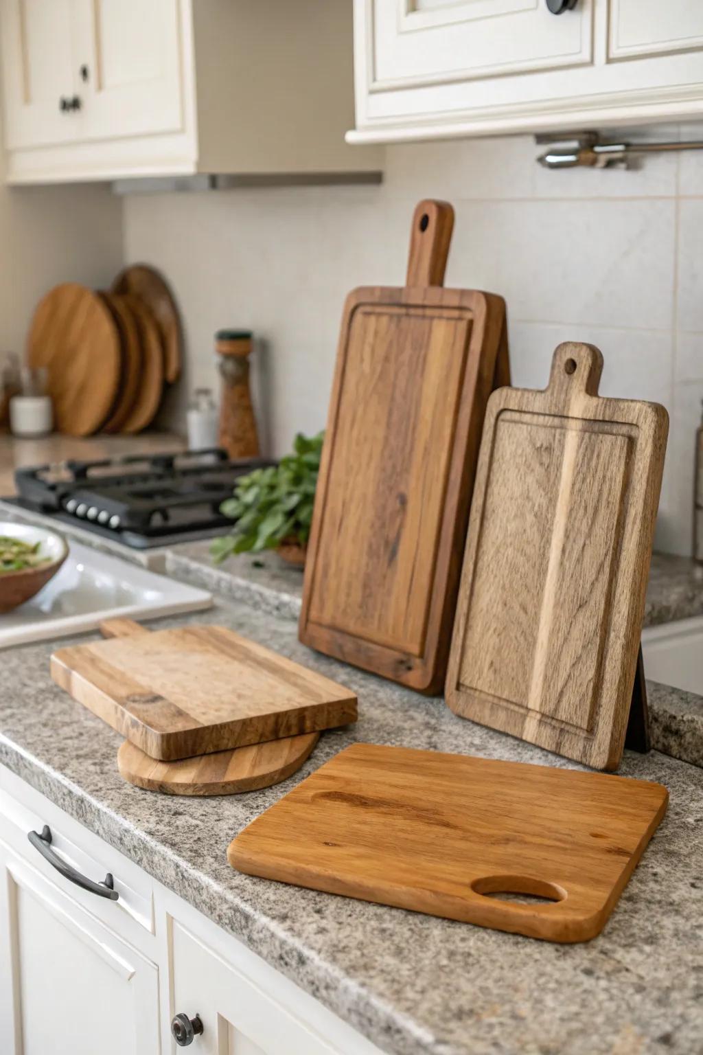 Natural aspects like wood and stone produce a warm and welcoming kitchen area environment.