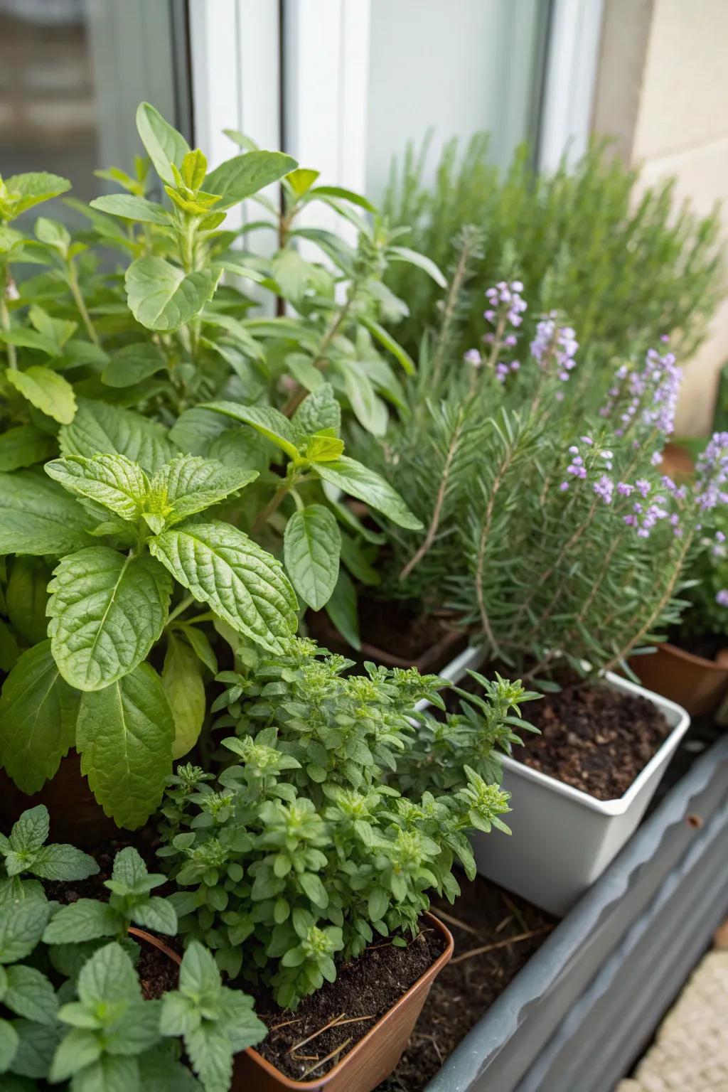 A small-scale culinary garden makes a useful and fragrant addition.