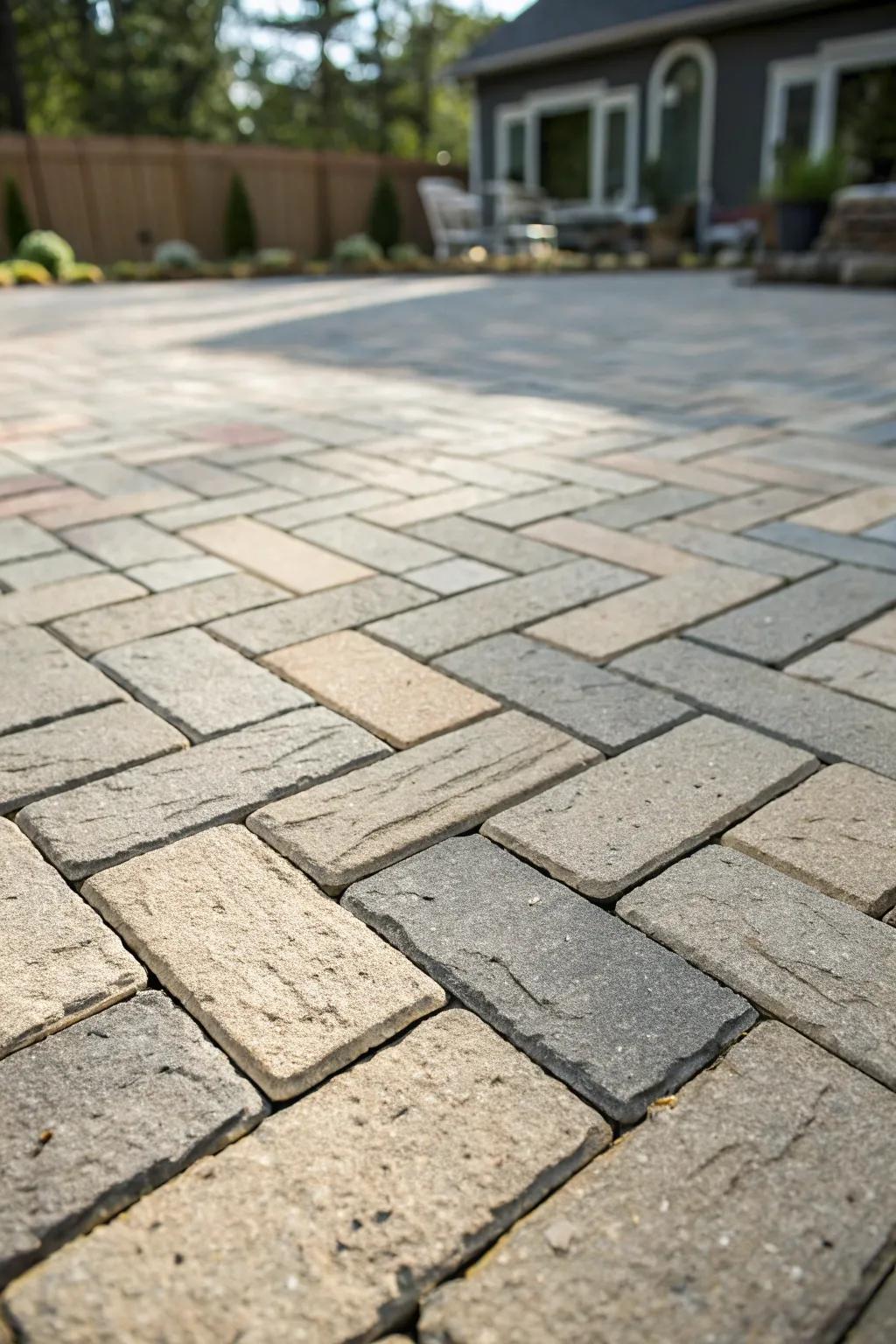 Geometric paver designs enrich any patio with visual appeal.