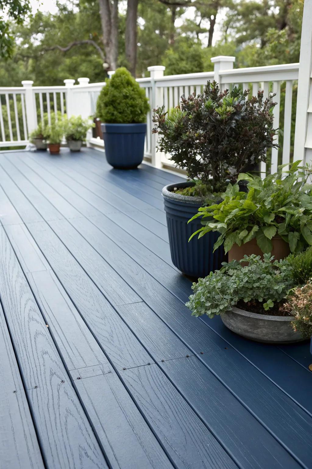 Complete boards provide privacy and a sleek finish to this elegant deck.