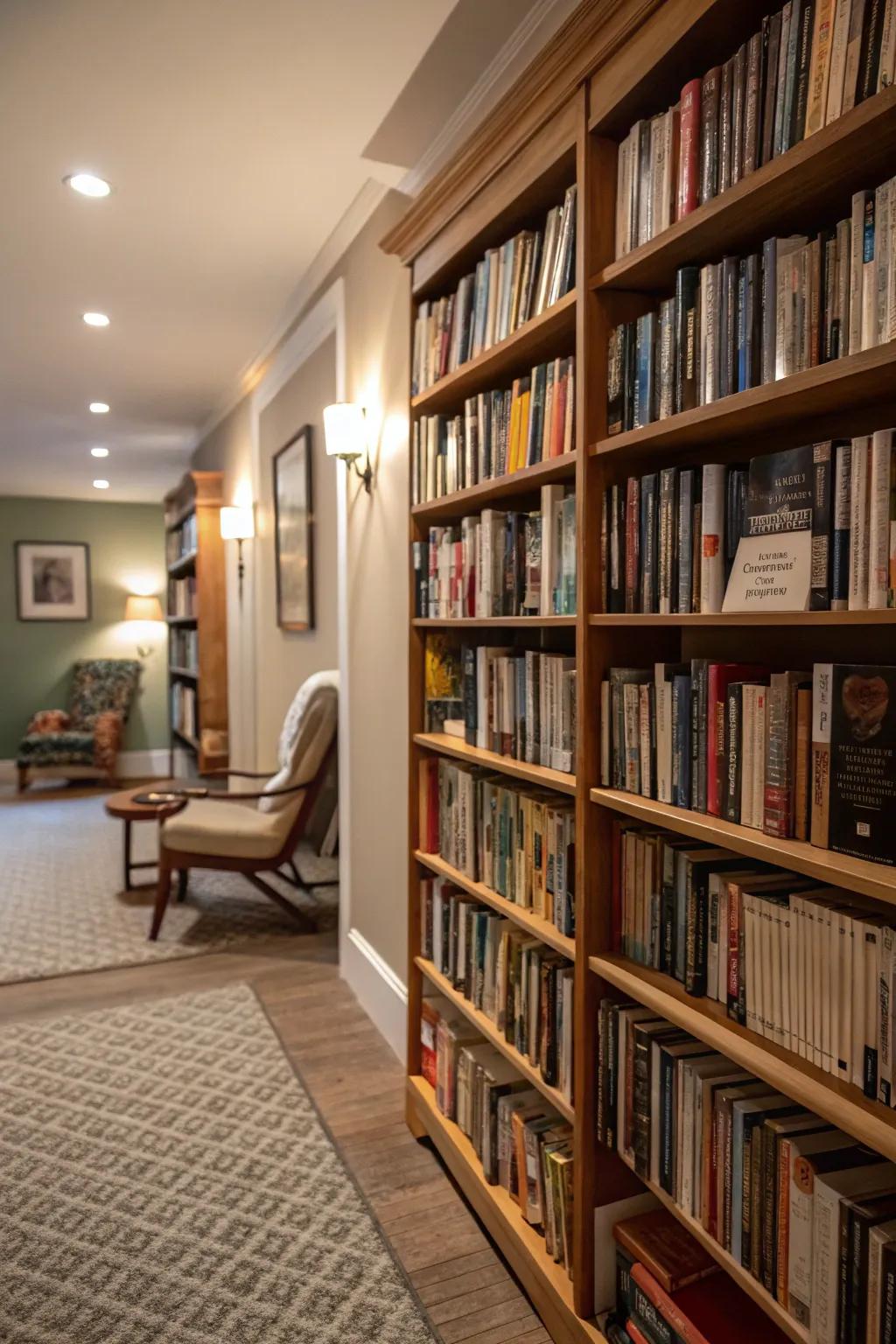 Sophisticated full-height bookshelves that make a bold statement.