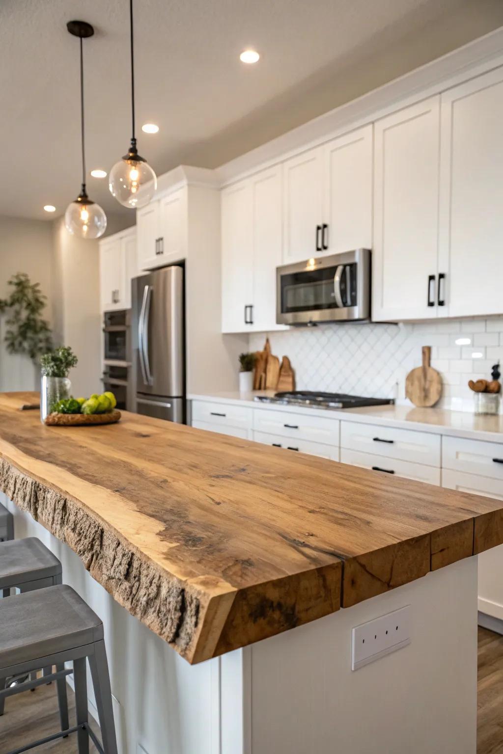 A modern kitchen with a perfect harmony of rustic and sleek design.