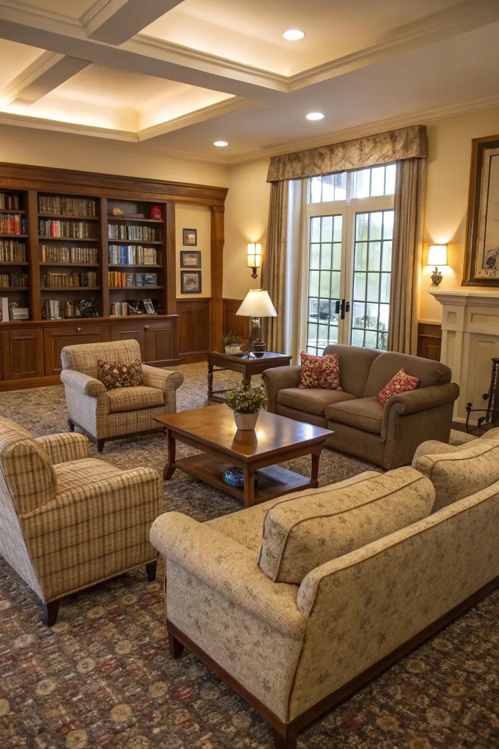 A seating layout designed to encourage conversation.