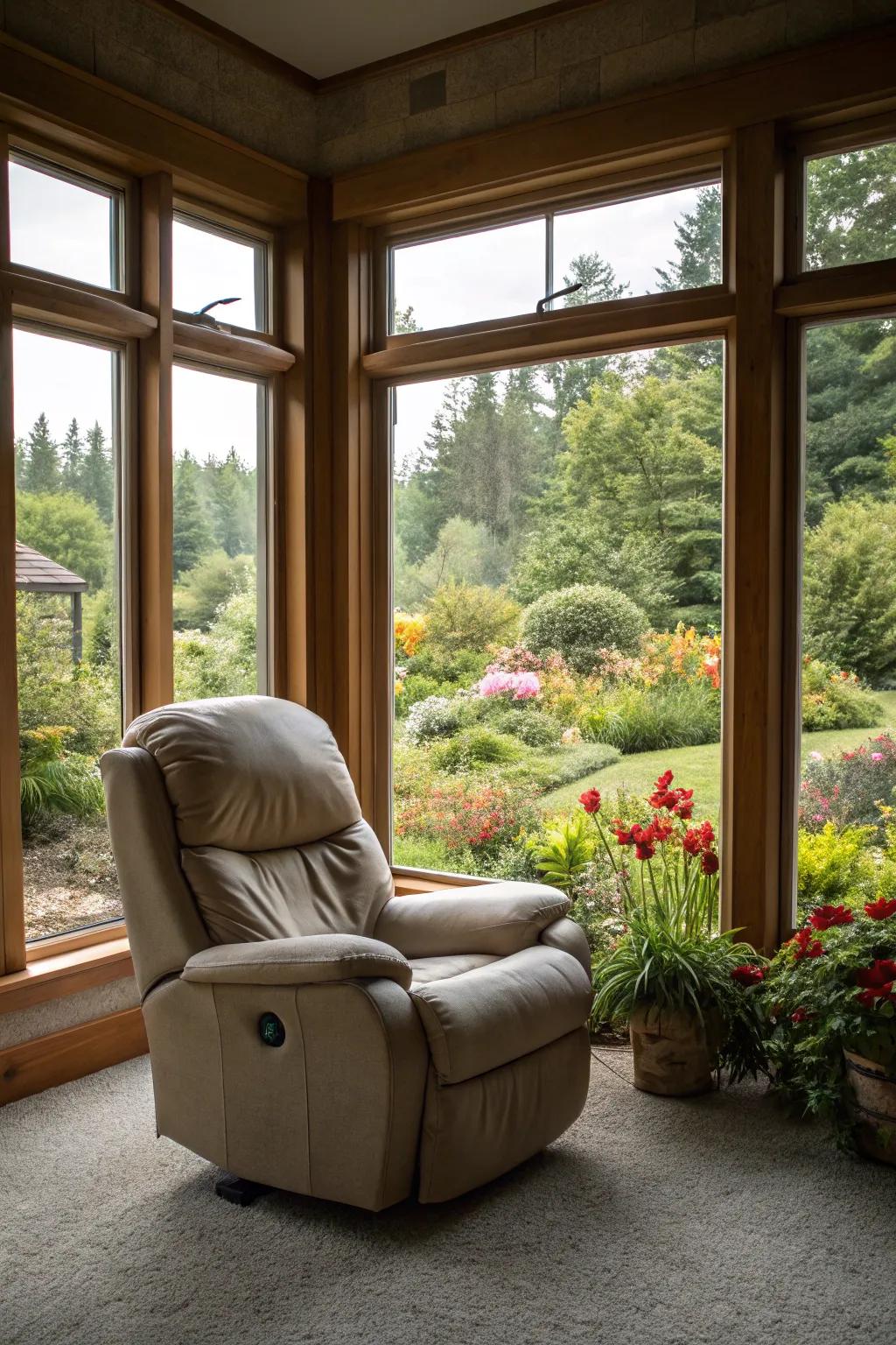 Unwind and relish the scenery from the solace of your recliner.
