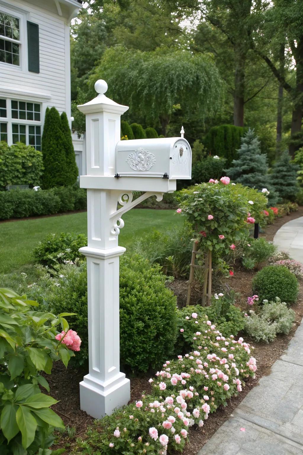 White mailbox stands offer a traditional and adaptable style.