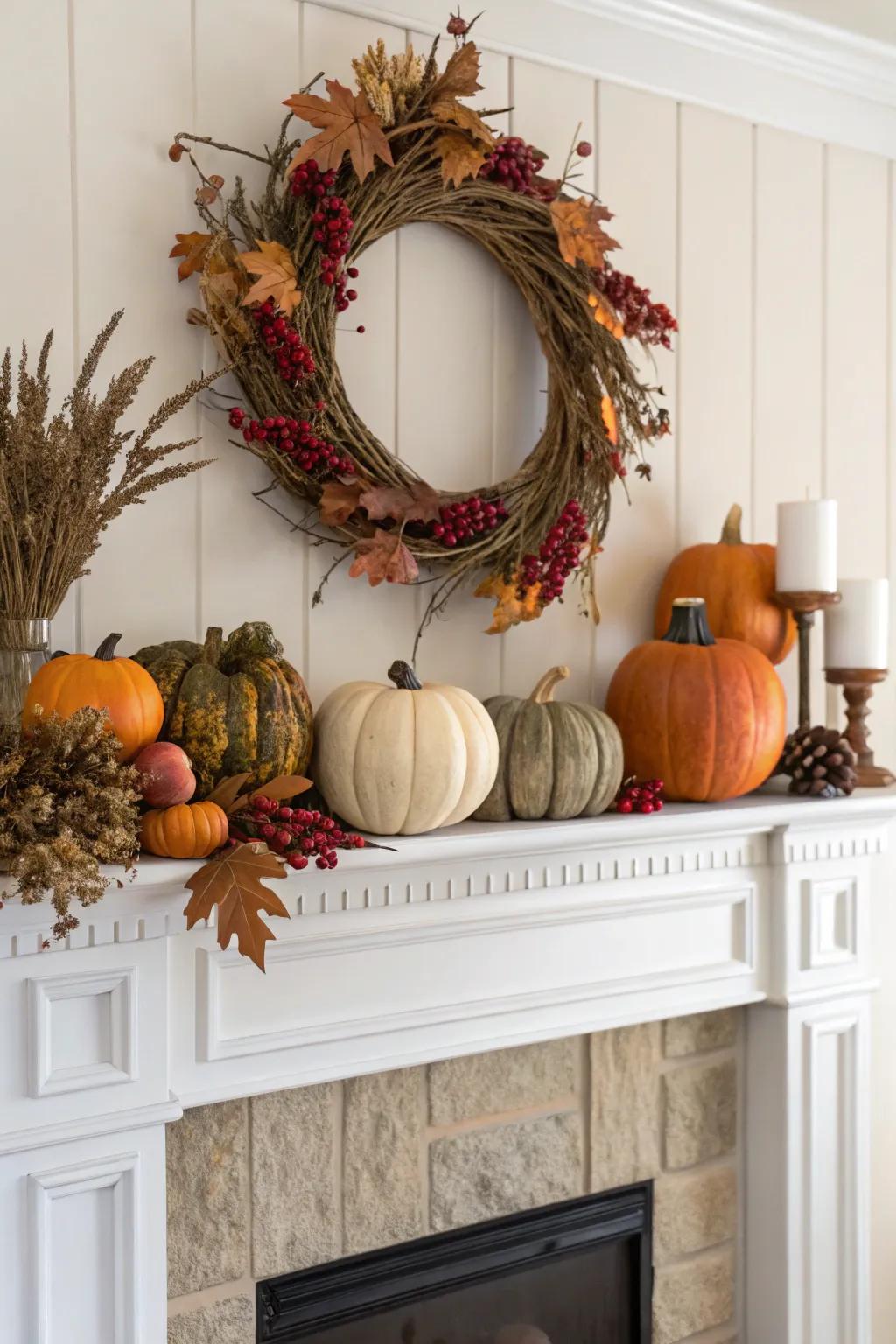 Seasonal decorations breathe life into any mantel.