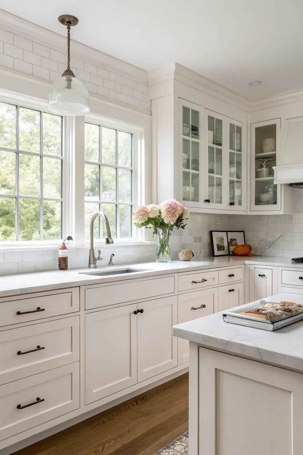 A kitchen displaying the simplicity of classic-form birchwood units.