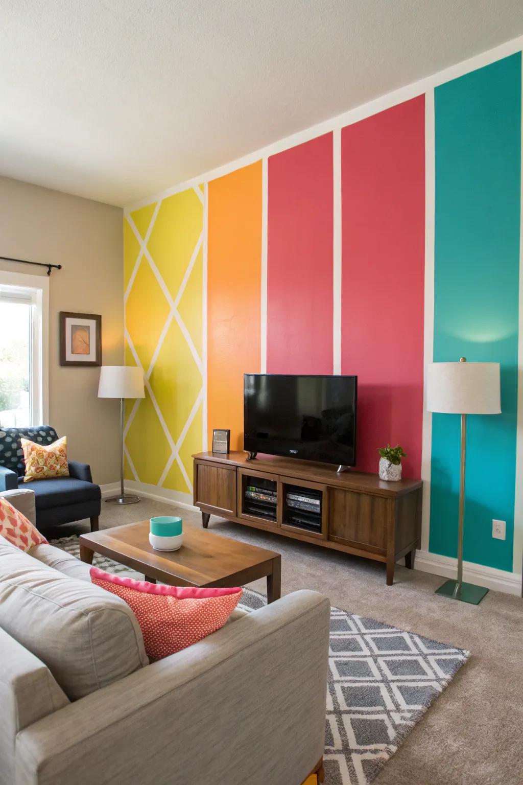 Hue partitioning transforms surfaces into vivid focal points