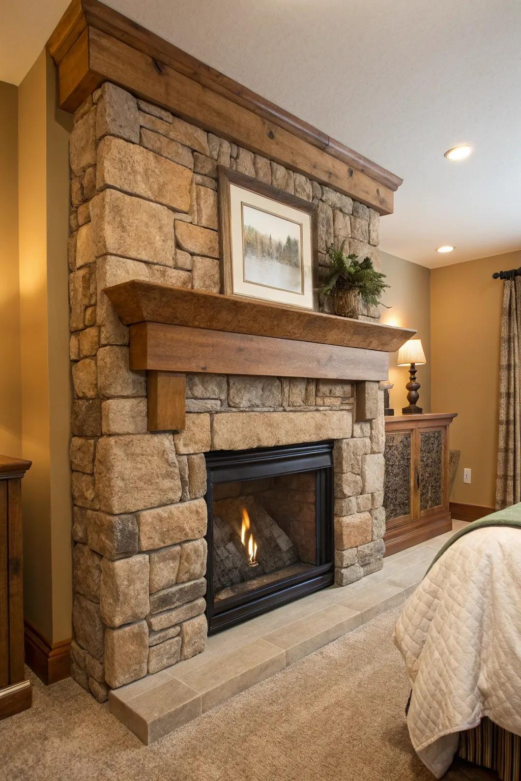 Natural materials for example timber and stone craft a serene vibe.