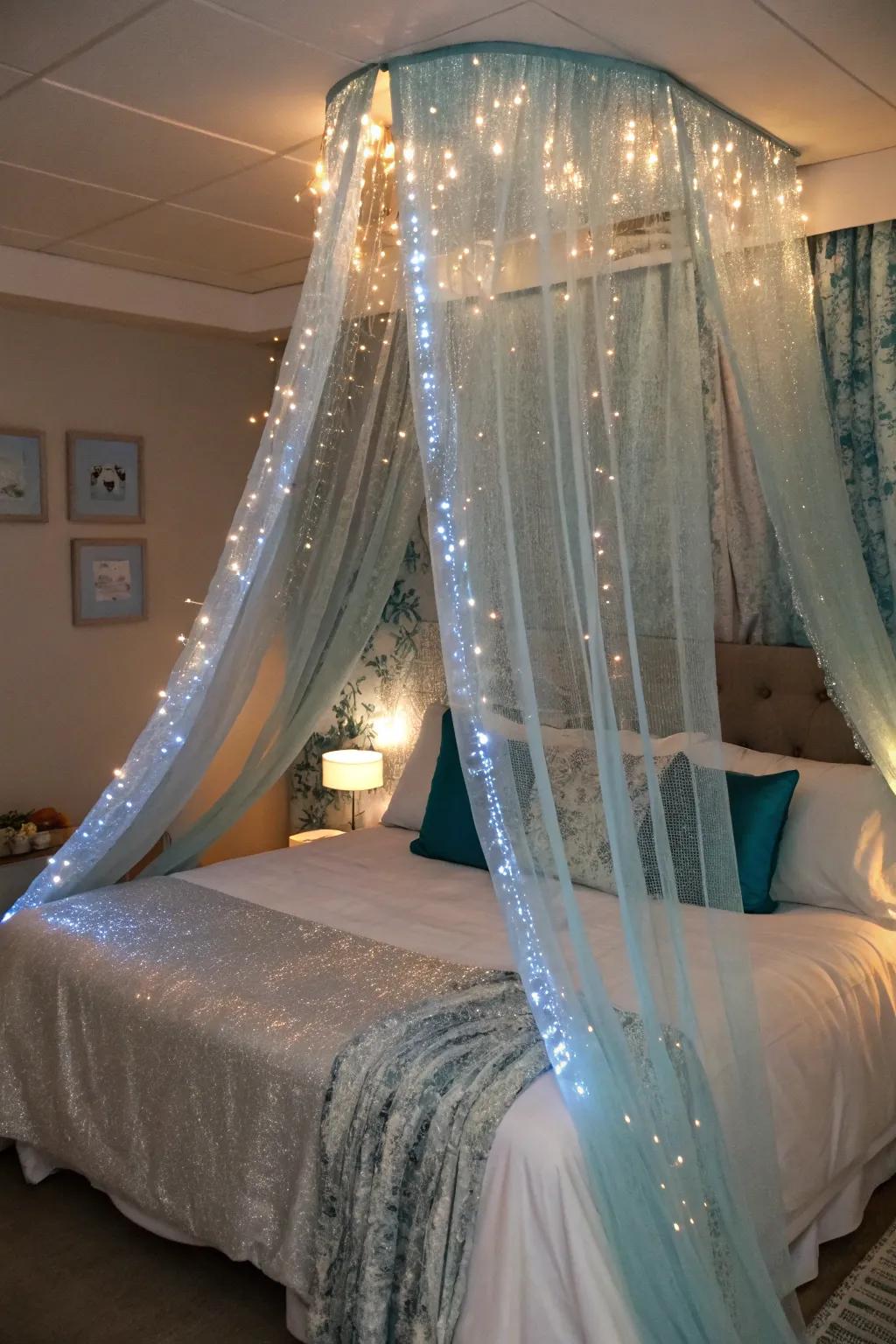A canopy simulating the experience of rest under the sea.