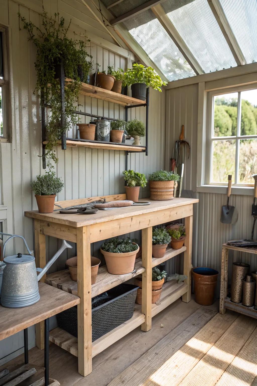 A planting station offers a dedicated space for projects.