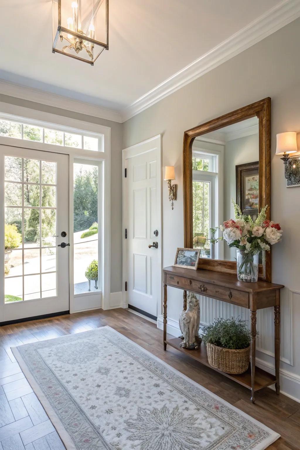 Mirrors can make entrances more welcoming and spacious.
