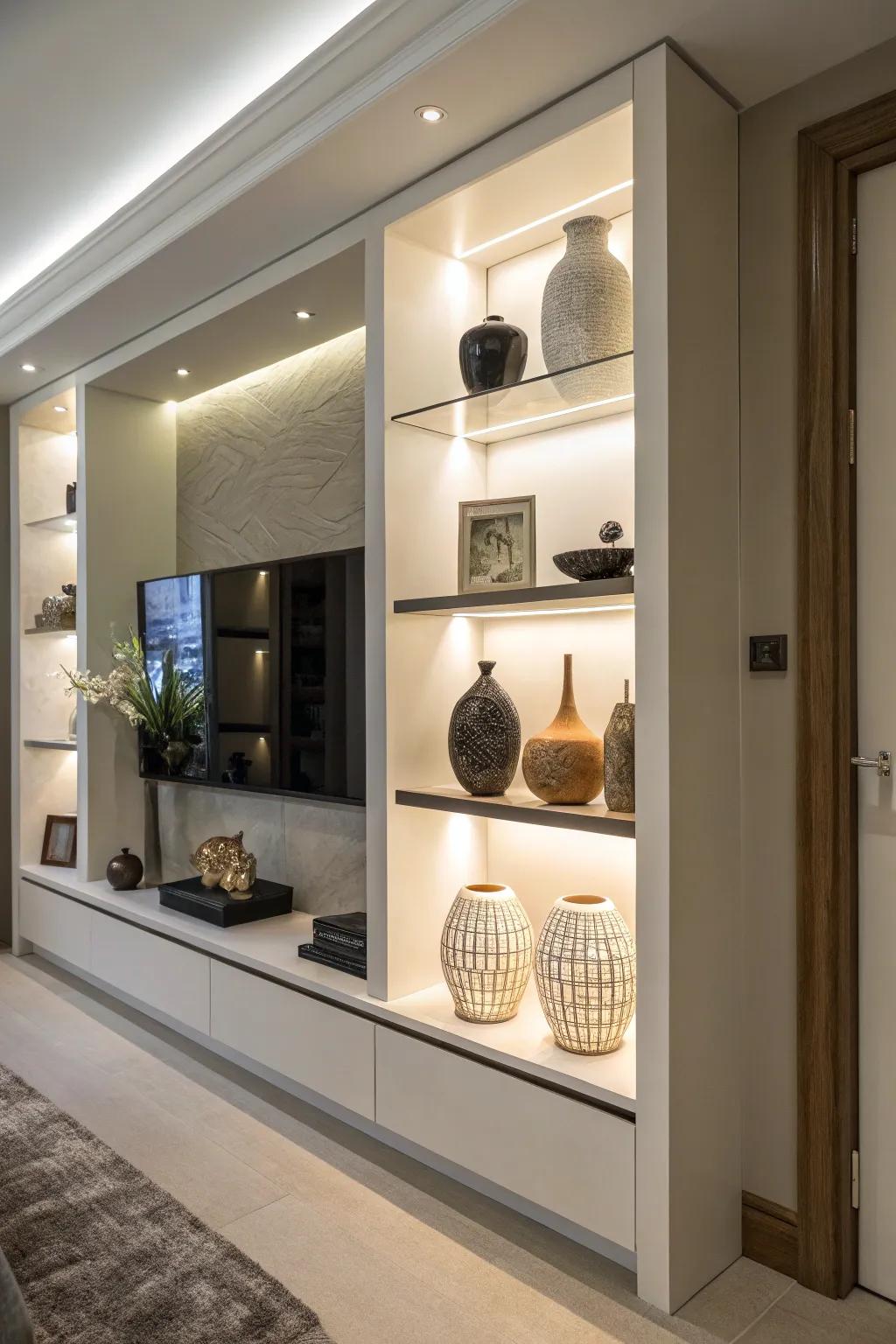 Harness the power of lighting to transform your alcove into a standout attraction.