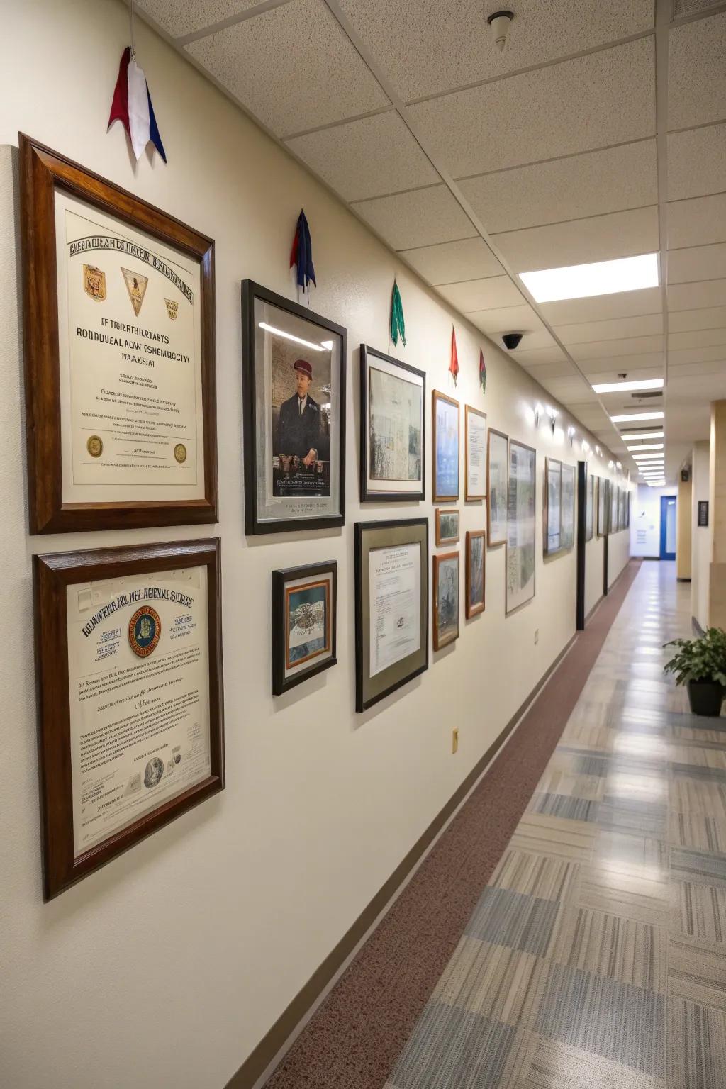 Display your accomplishments with a feature wall that narrates your unique story.