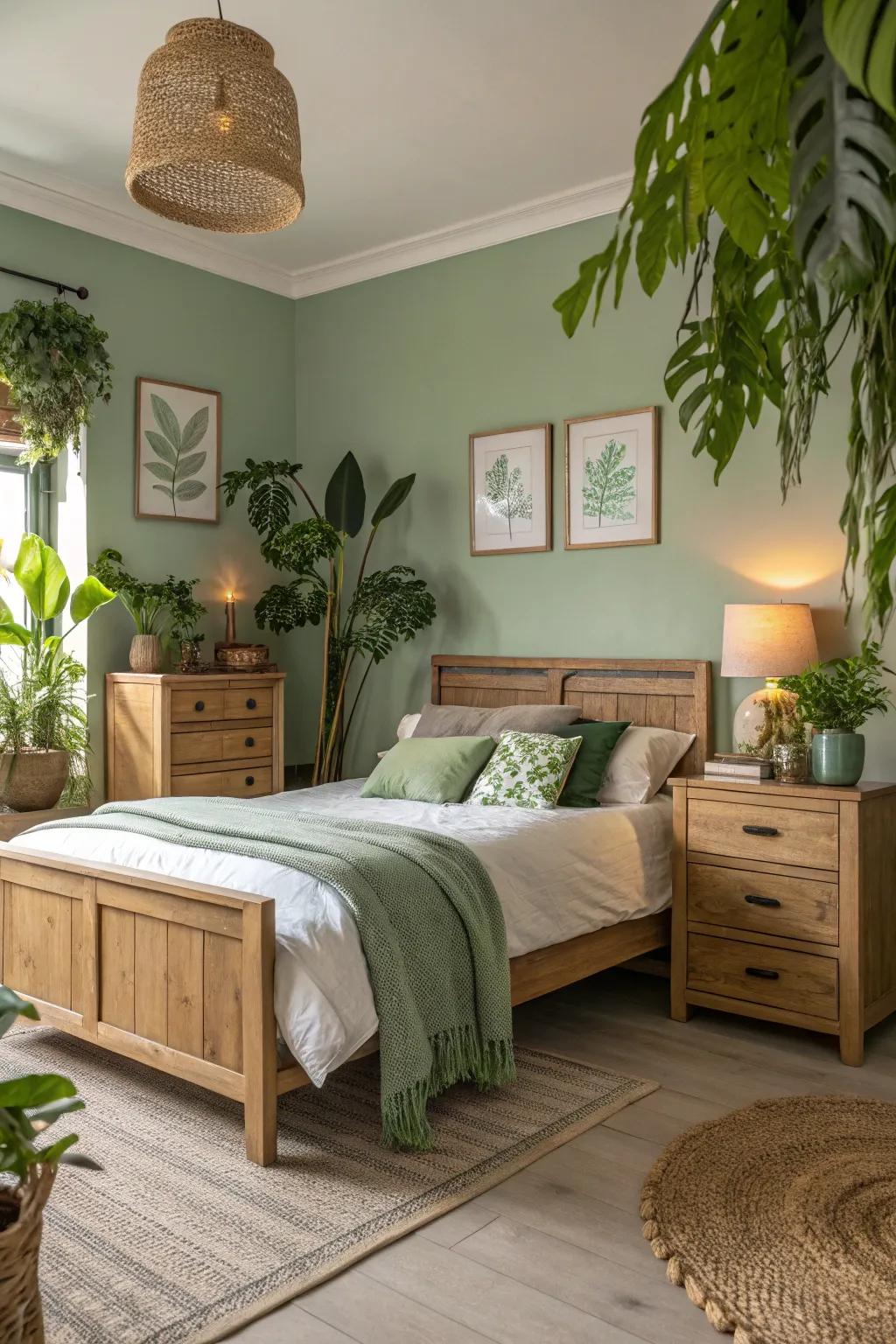 Avocado-toned and real wood make a harmonious and welcoming space.