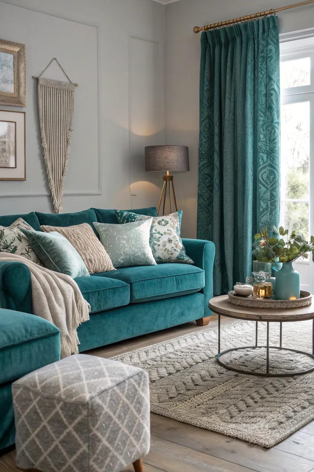 Incorporating different feels in aquamarine and ash brings coziness and intensity.