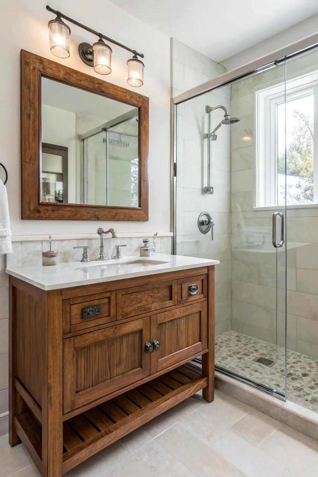 A harmonious blend of materials in a contemporary vintage design.