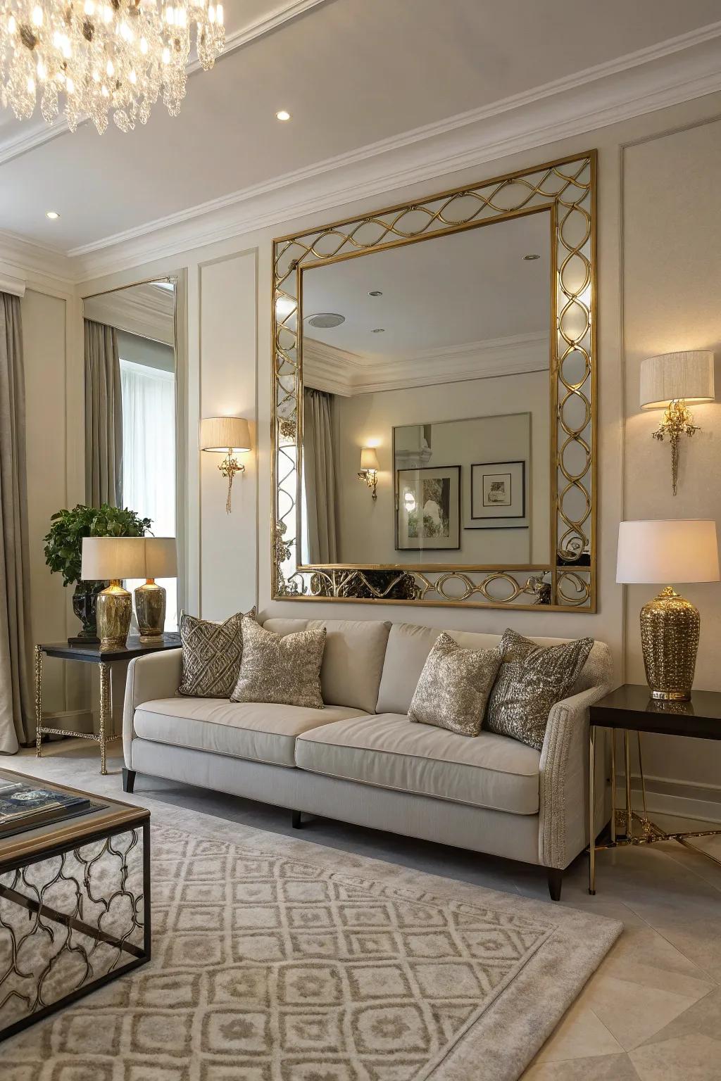 Mirrors give the illusion of more space.