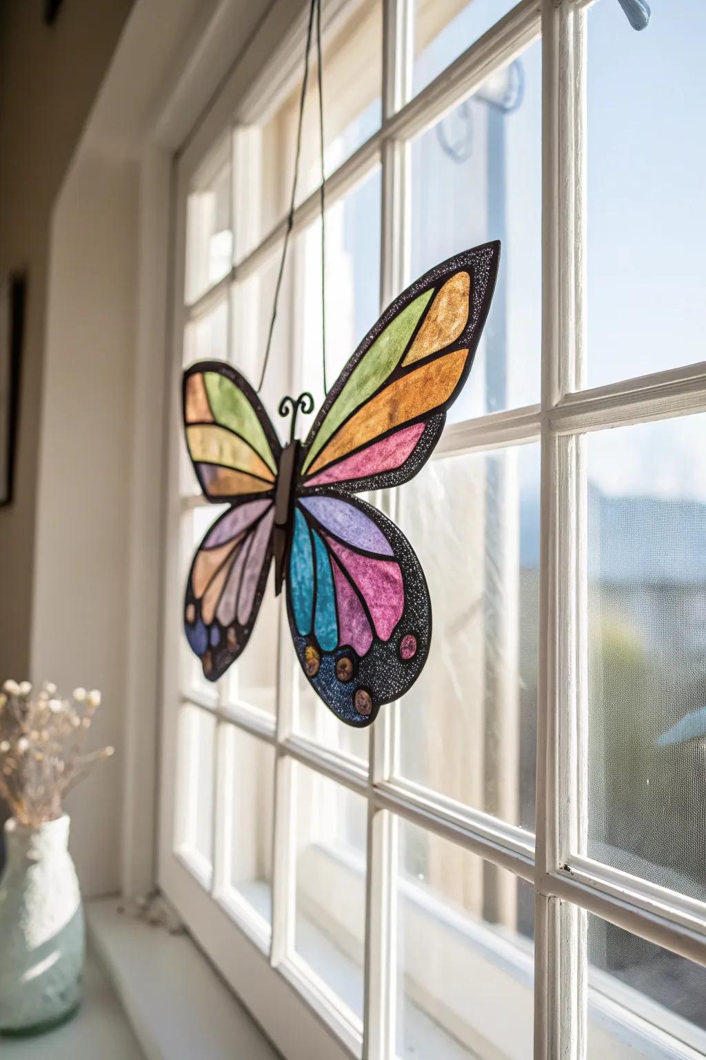 Illuminate your expanse with the dazzling allure of handcrafted stained glass butterflies. 🌿✨