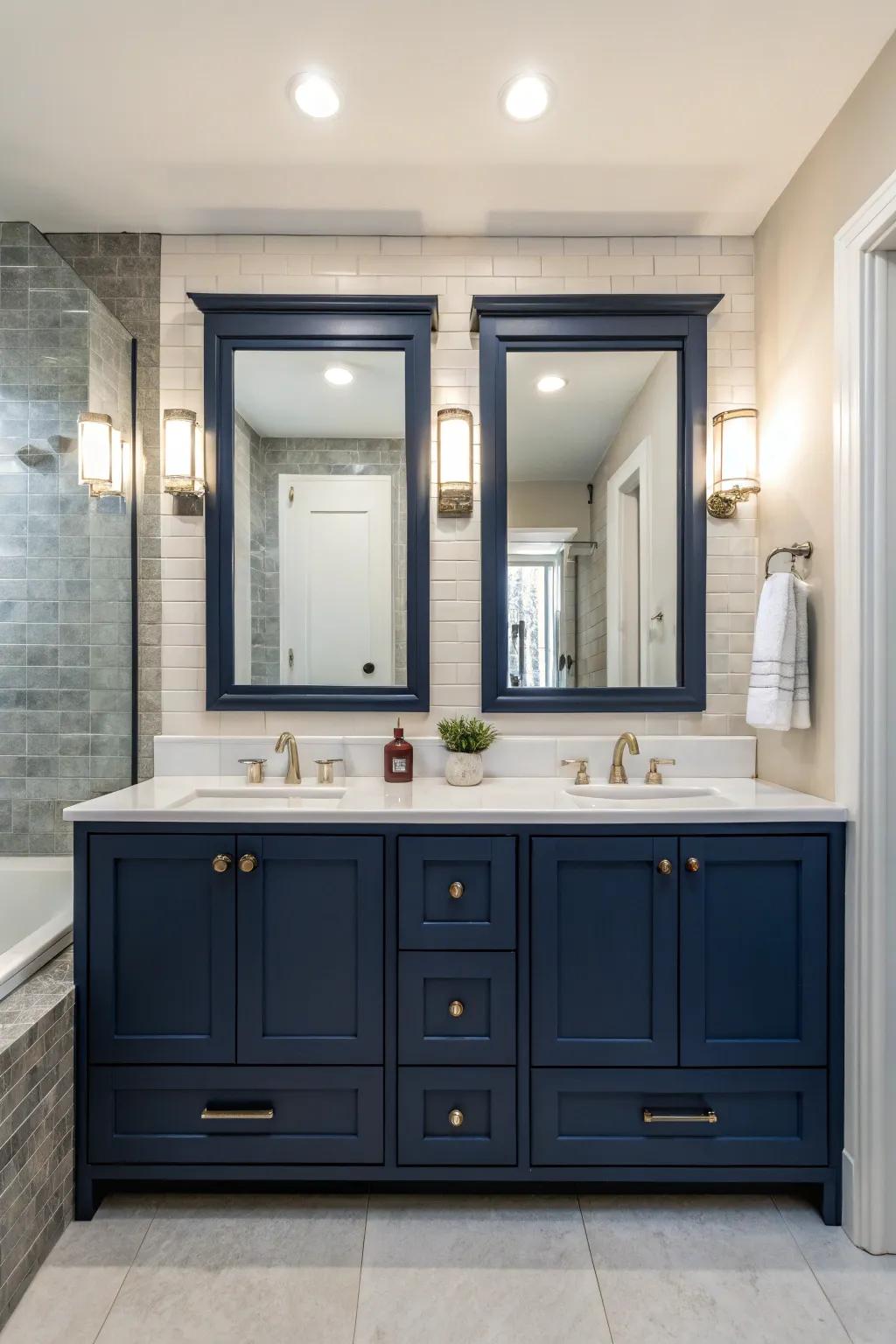 Dual washstands provide both ease and style.