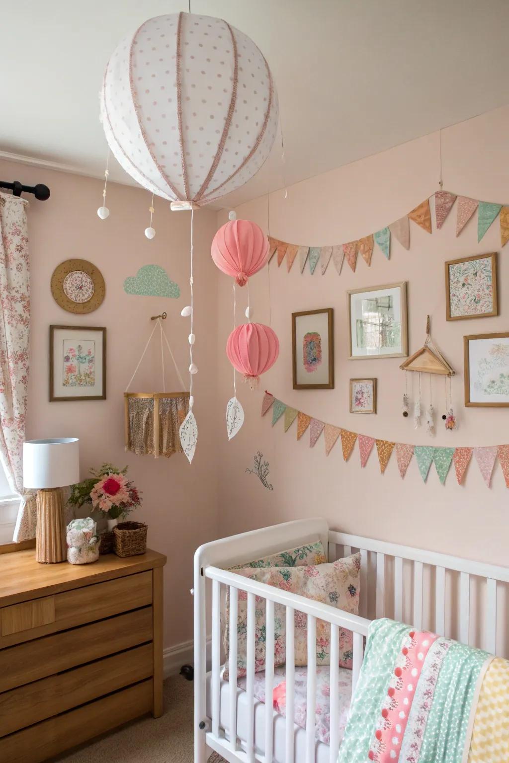 Personalized homemade touches fill the nursery with warmth and personality.