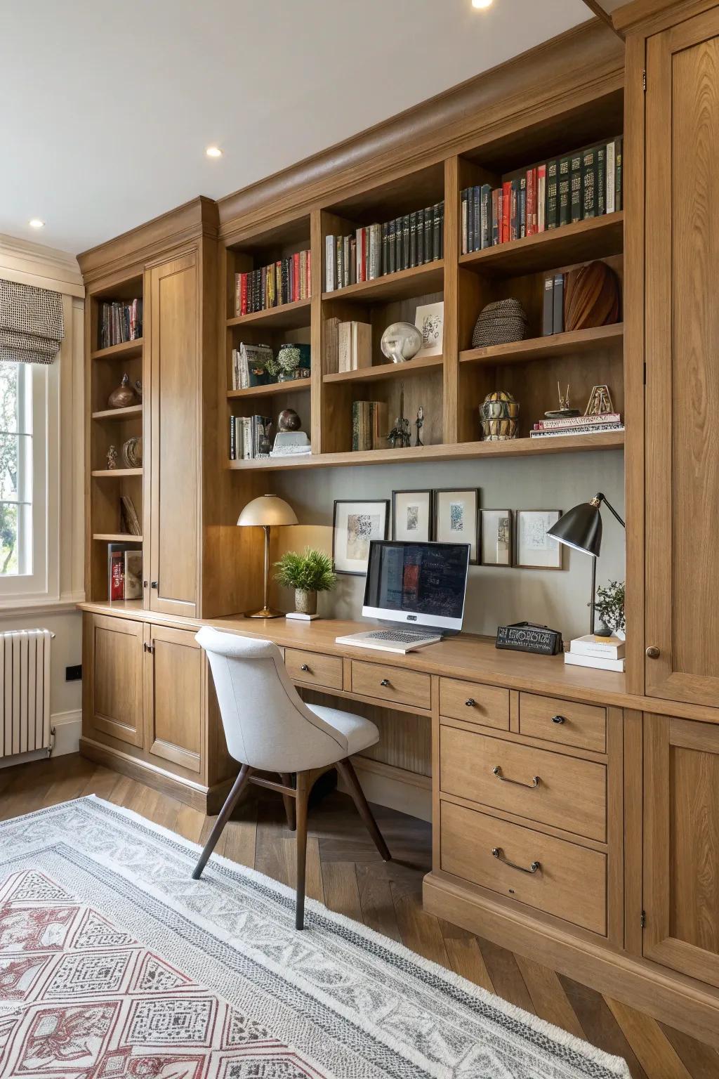 Keep your office neat through integrated storage strategies.