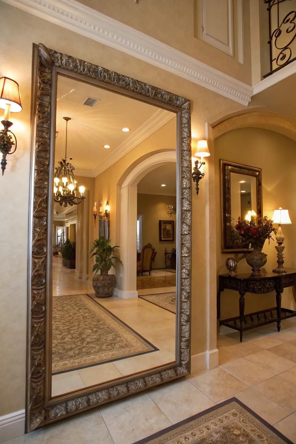 Mirrors possess the power to redefine the entryway, adding both dimension and refinement.