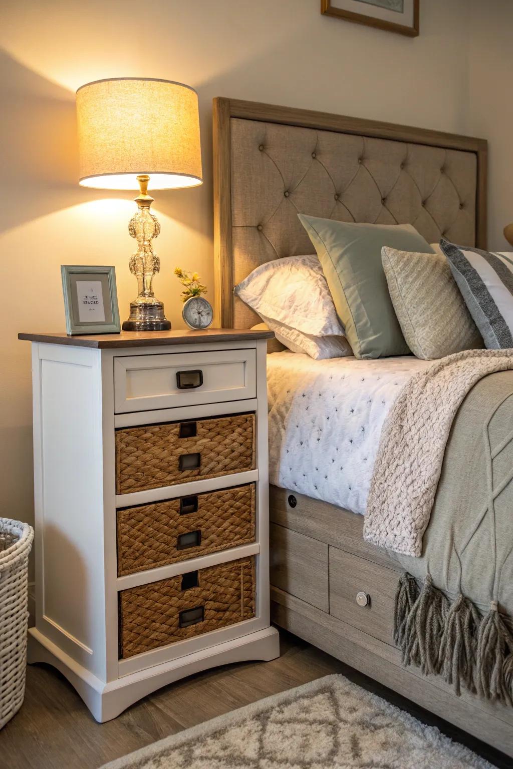 Maintain order with your necessities with a roomy bedside table.