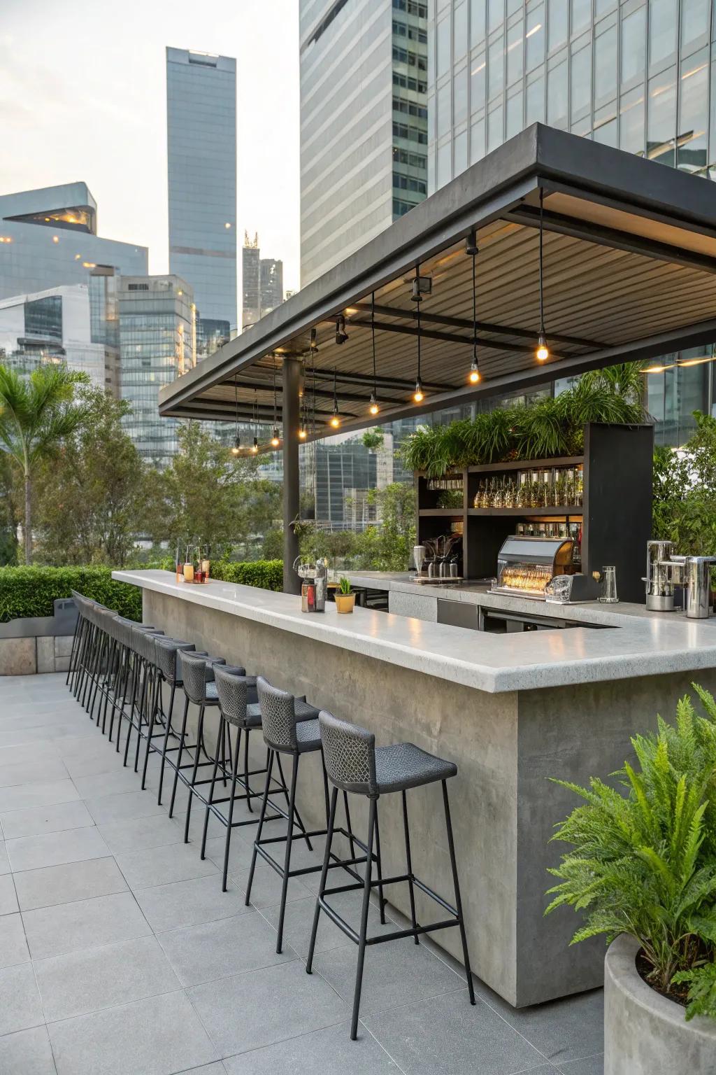 Modern design meets outdoor living through sleek materials.