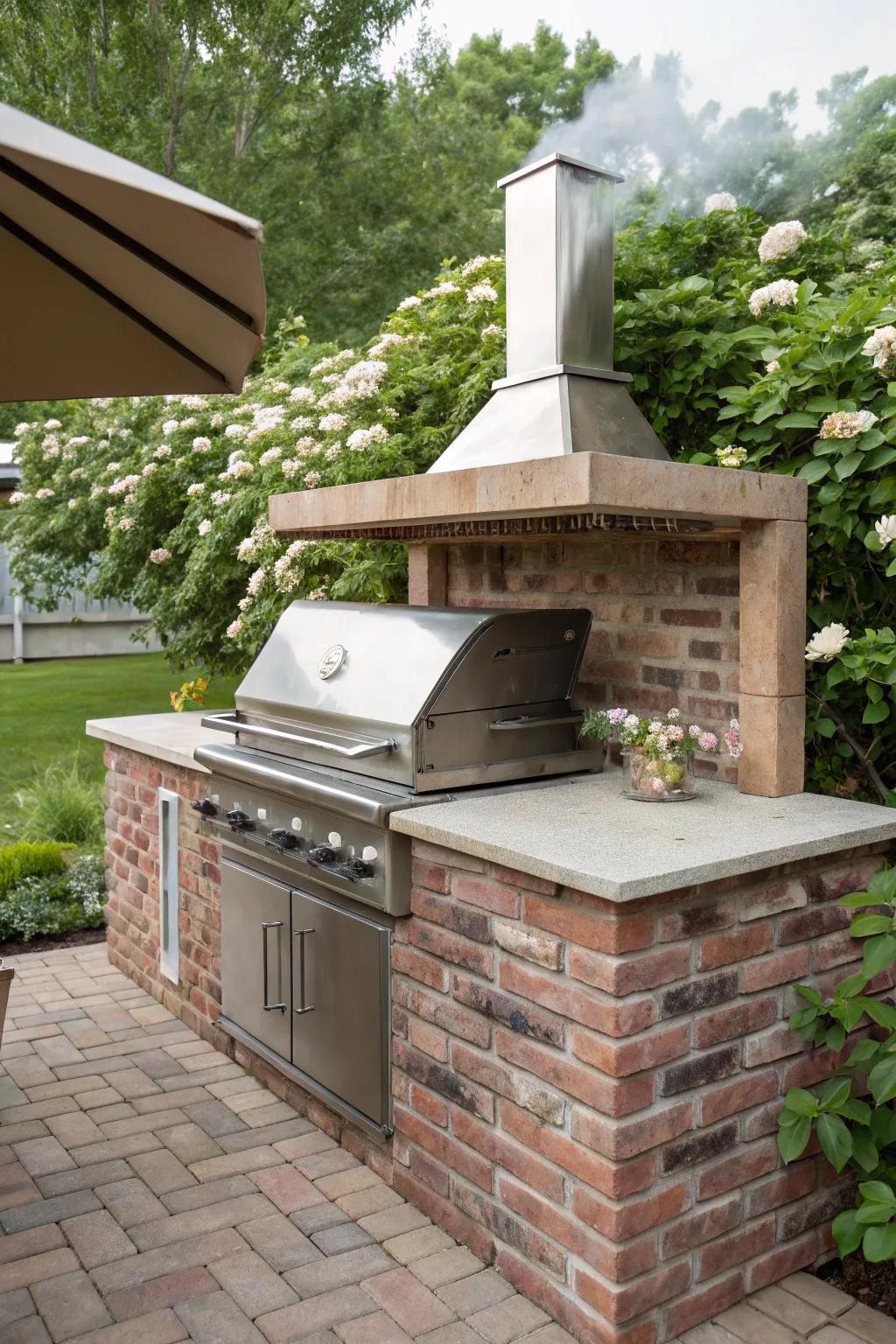 Brick structures bring a rustic charm to outdoor cooking.