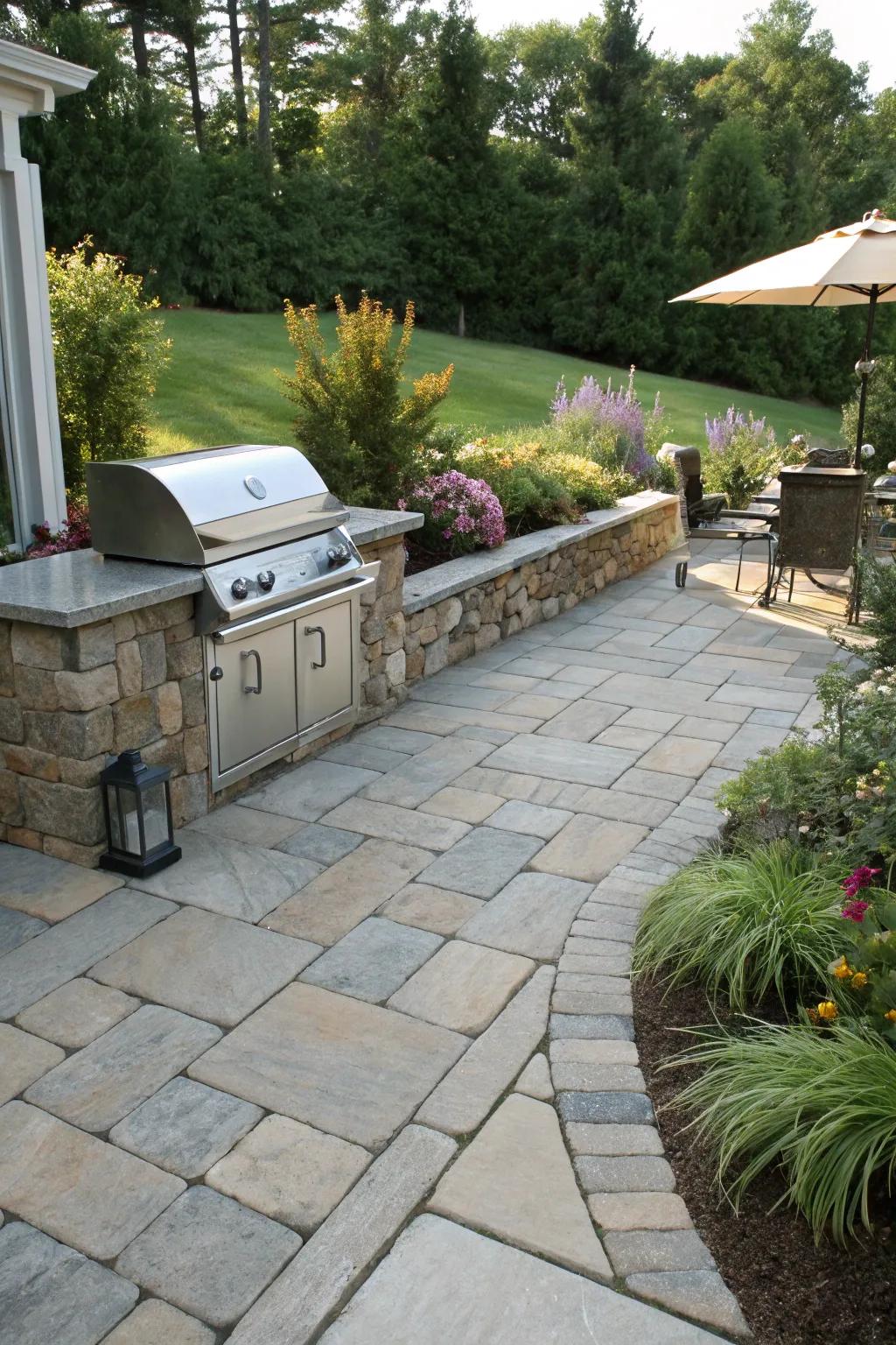 A well-designed patio boosts the charm of your outdoor grill spot.