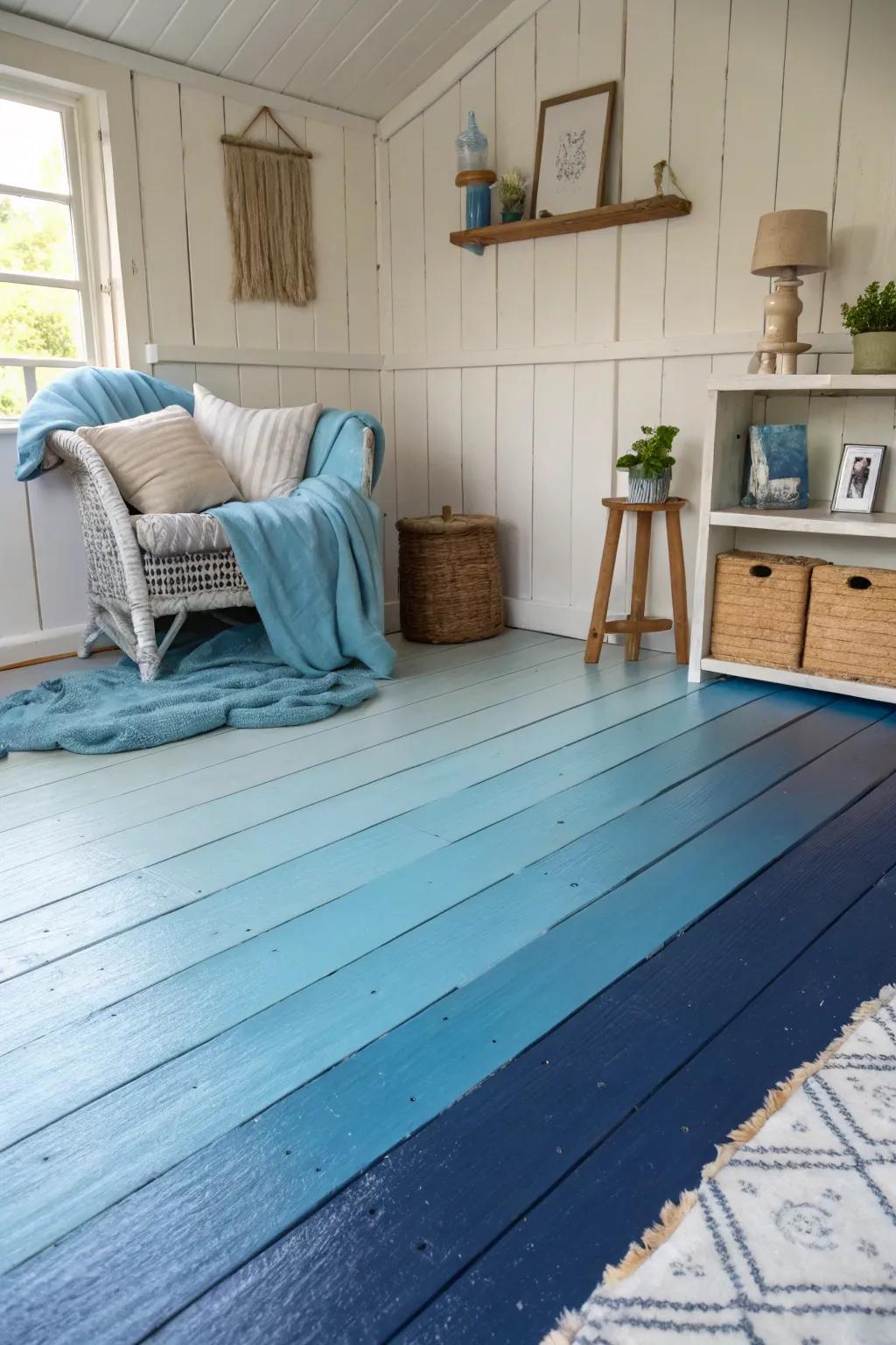 The gradient impression fosters a tranquil and expansive mood.