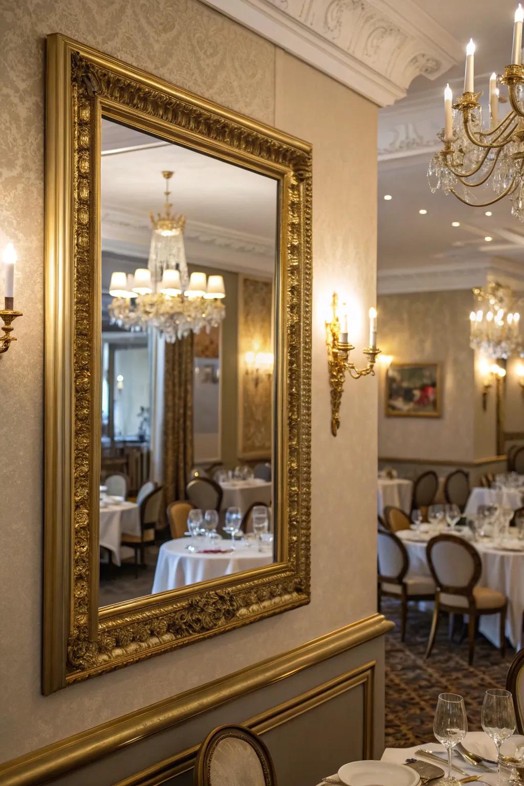 Metallic surfaces impart an air of luxury.