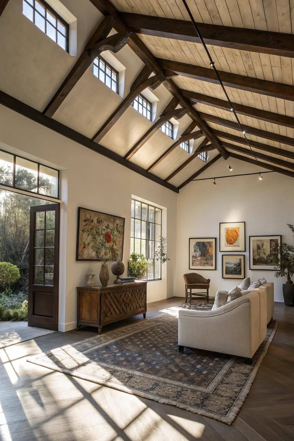Beam ceilings enrich spaces with dimension and texture.