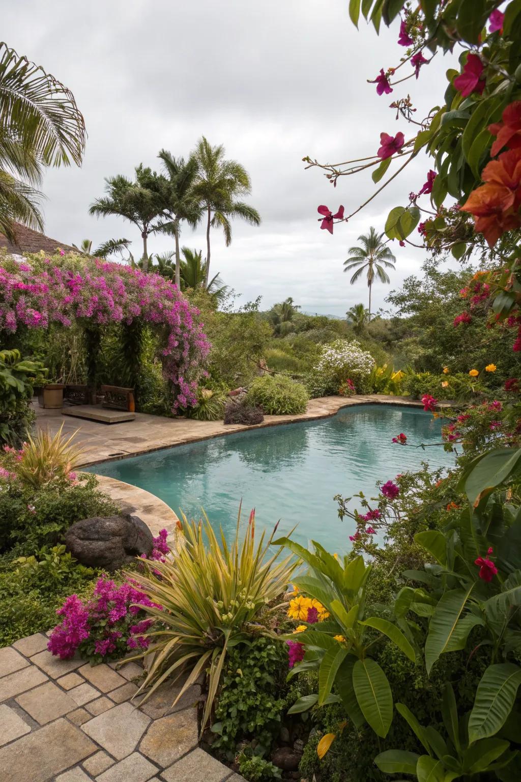 Use lush vegetation to improve the appearance of your pool.