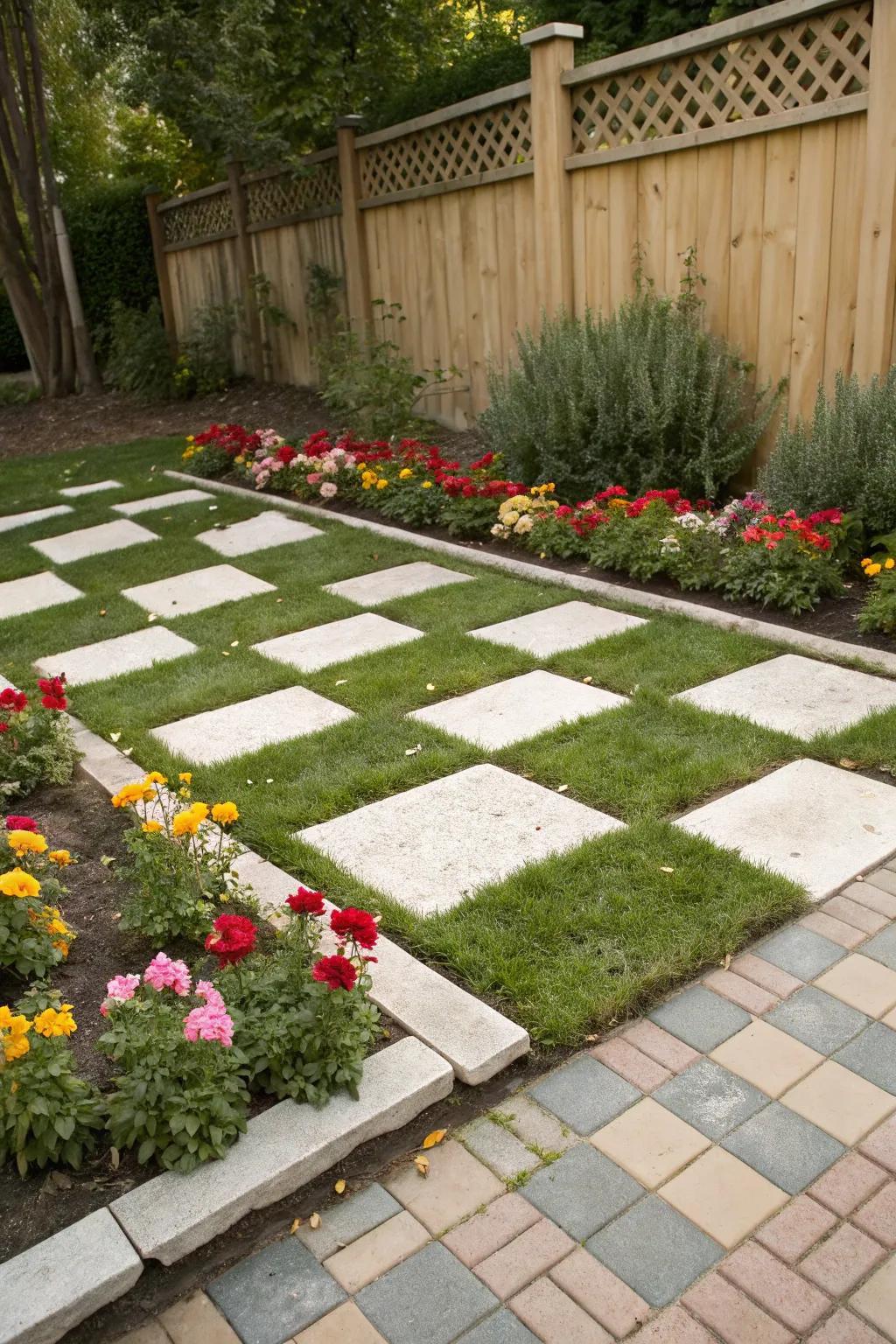 Chessboard layouts provide a playful twist on the more typical designs.
