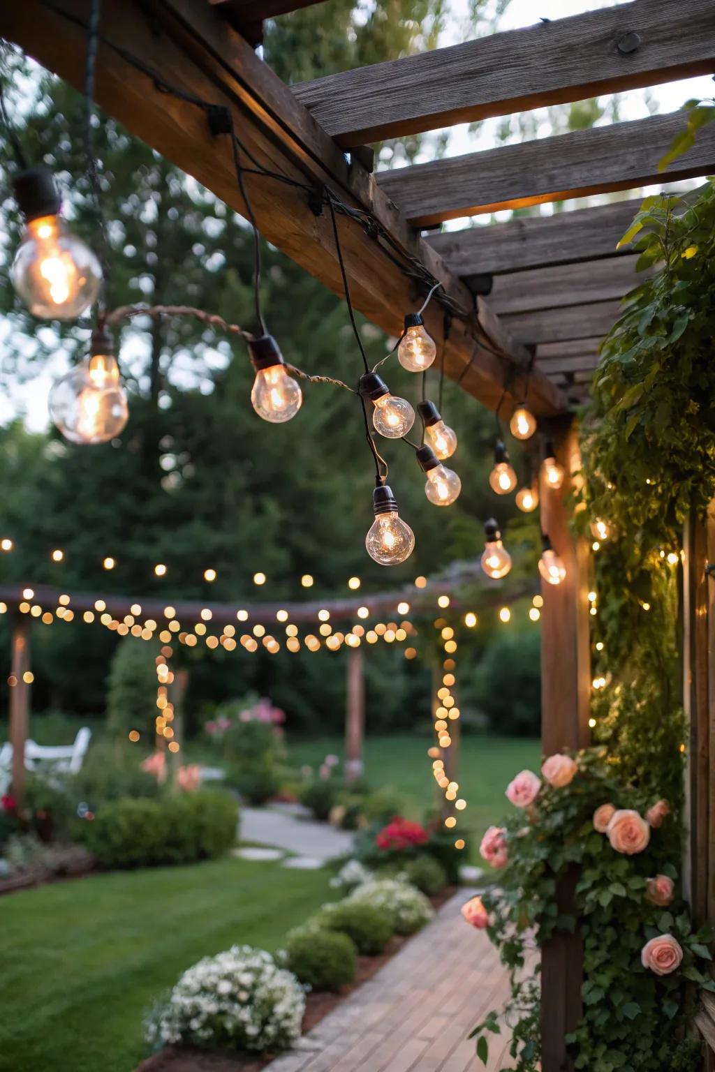 Incorporate a celebratory mood through the gentle glow of globe lights.