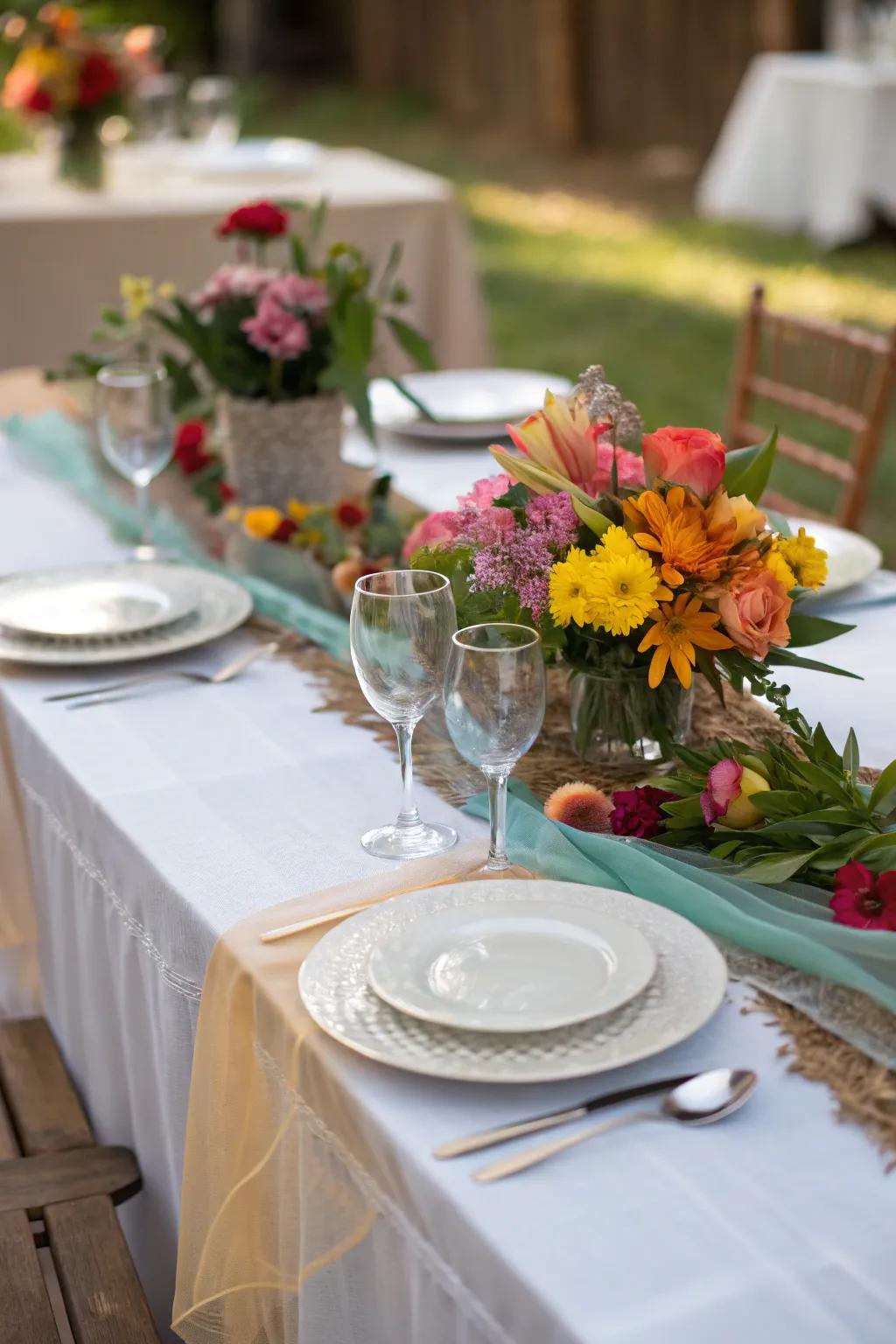 Brighten up your dining table using a vibrant table accent.