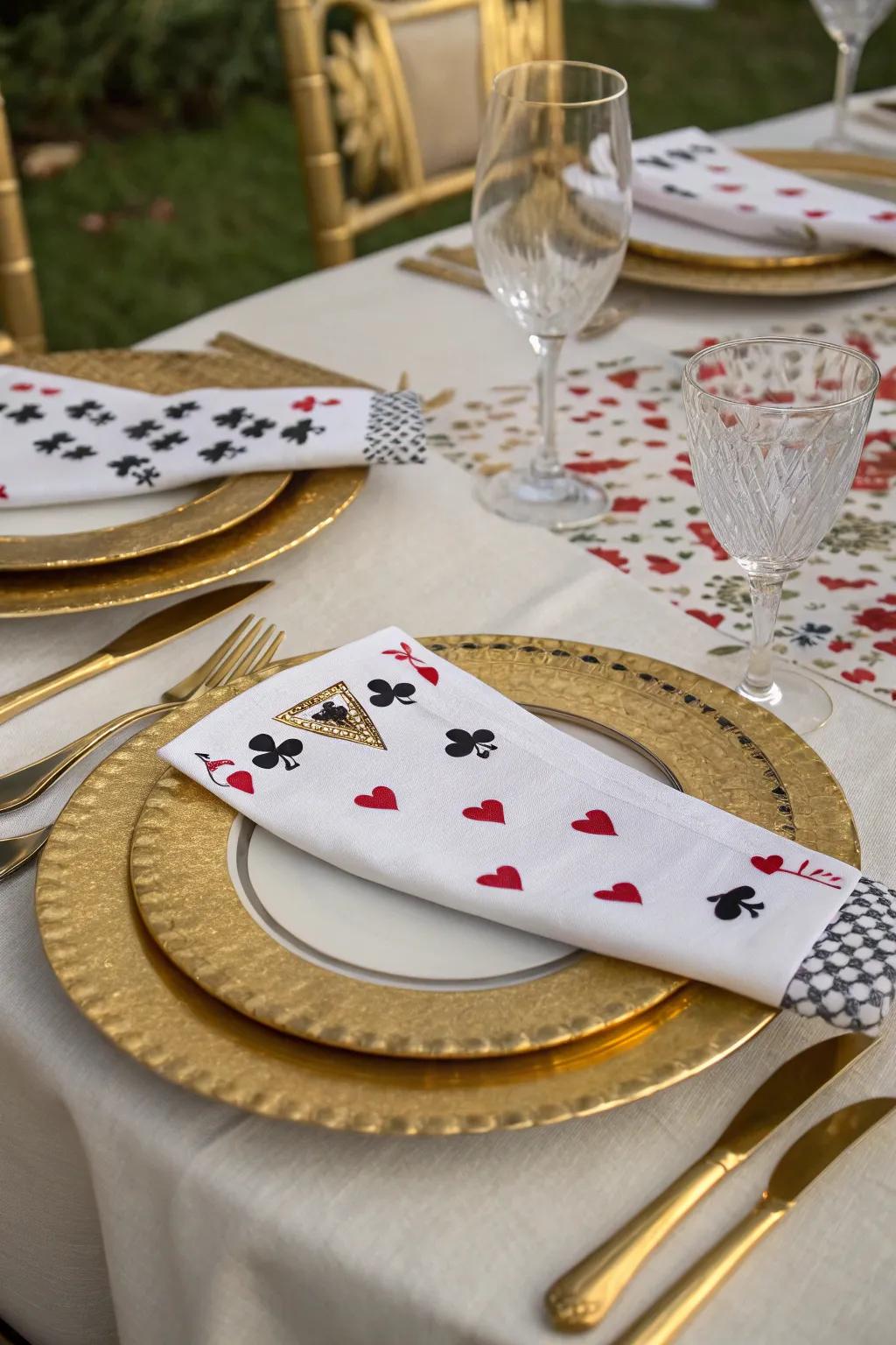 Adorn your table with themed accessories for an element of casino charm.