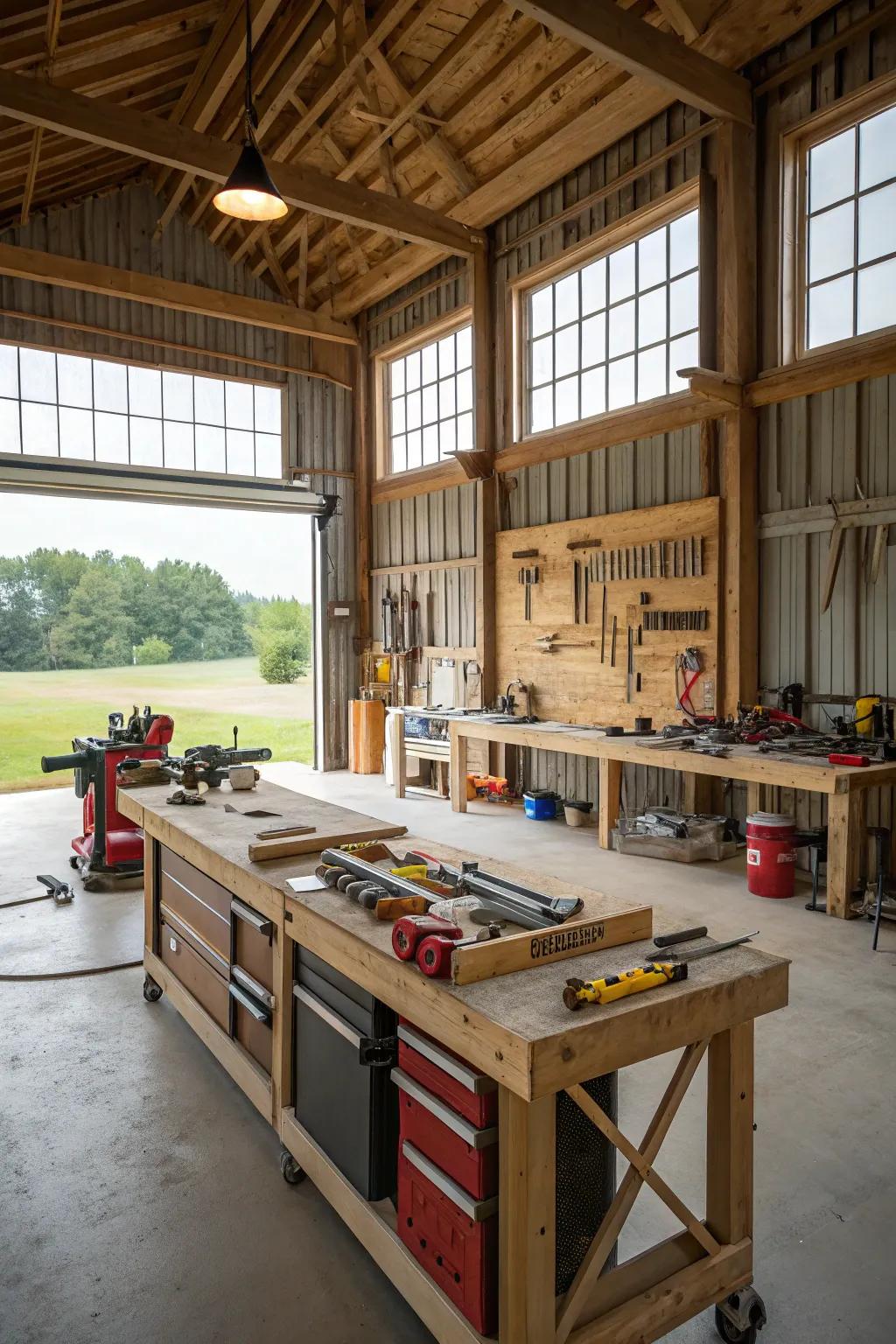 Conceptualize the definitive workshop space inside your pole barn.
