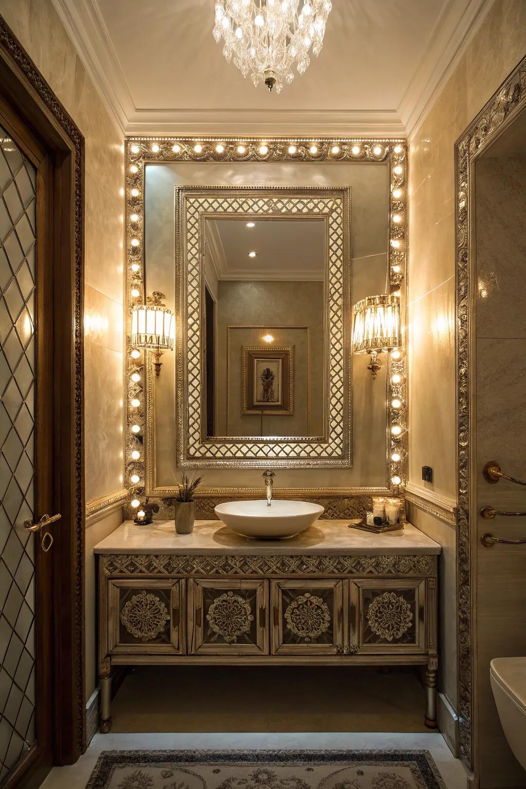 Illumination that accentuates mirrors can generate a unified visual harmony.