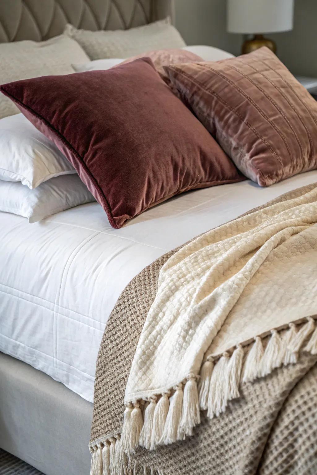 Develop a sensory journey with layered fabrics for ultimate ease.