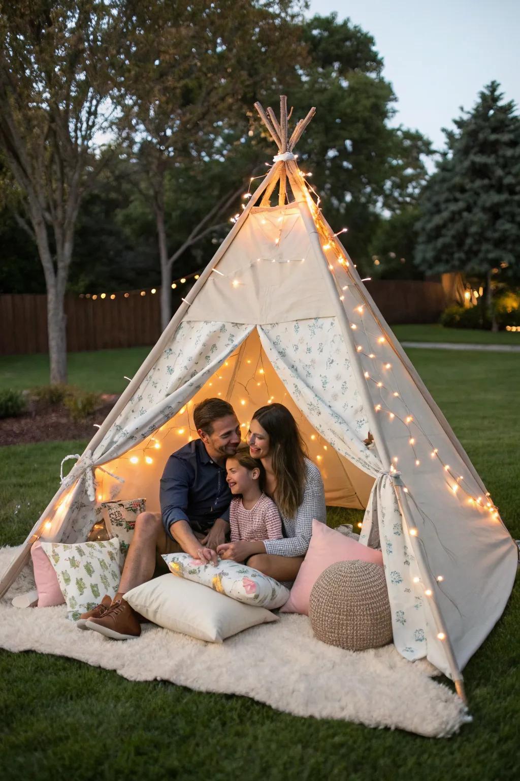 Foster a welcoming and spirited atmosphere with a charming conical tent.